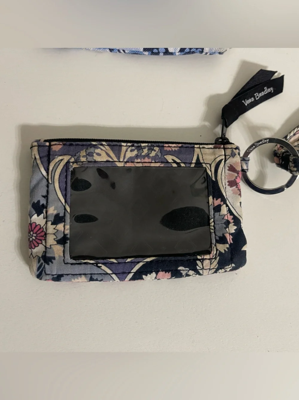 Vera Bradley Blue Paisley Double ID Lanyard with‎ Floral Accent